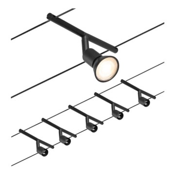 Paulmann 94446 - Setti 5×GU5,3/10W – Täydellinen SALT-vaijerijärjestelmä 230 V, musta