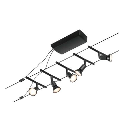 Paulmann 94446 - Setti 5×GU5,3/10W – Täydellinen SALT-vaijerijärjestelmä 230 V, musta