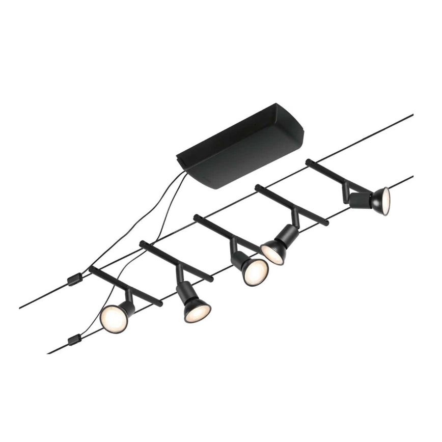 Paulmann 94446 - Setti 5×GU5,3/10W – Täydellinen SALT-vaijerijärjestelmä 230 V, musta