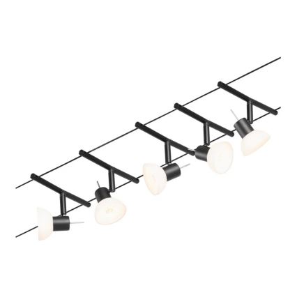 Paulmann 94450 - Setti 5x GU5,3/10 W – Täydellinen SHEELA-vaijerisysteemi 230 V, musta