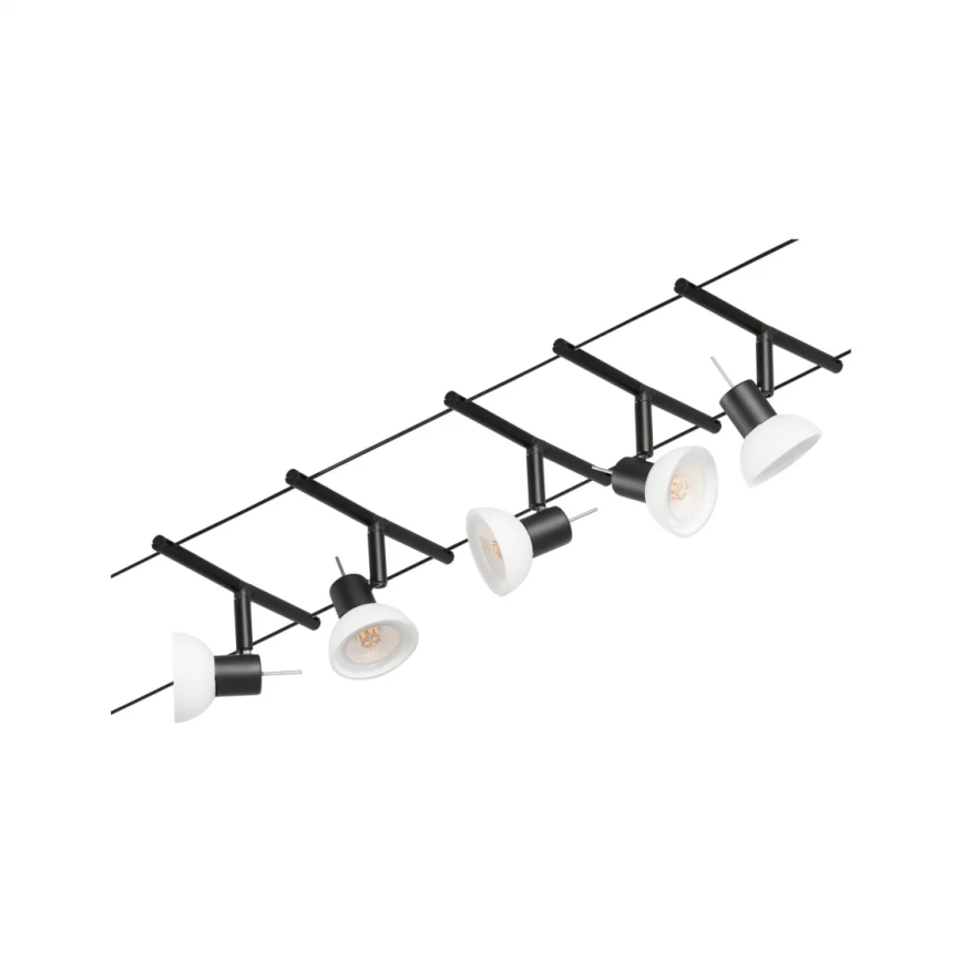 Paulmann 94450 - Setti 5x GU5,3/10 W – Täydellinen SHEELA-vaijerisysteemi 230 V, musta