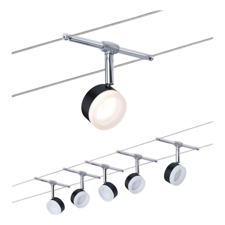 Paulmann 94457 - SARJA 5× LED/4 W kohdevalaisin CLEAR-lankajärjestelmään 230 V musta/kiiltävä kromi
