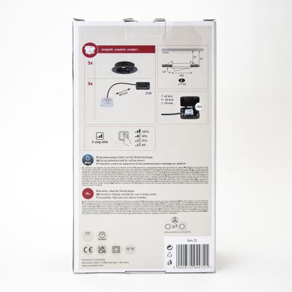 Paulmann 94472 - SET 3xLED/6W IP23 Himmennettävä upotettava kylpyhuonevalo NOVA 230V