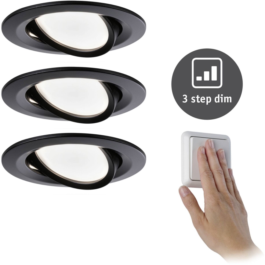 Paulmann 94472 - SET 3xLED/6W IP23 Himmennettävä upotettava kylpyhuonevalo NOVA 230V