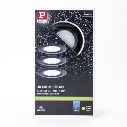 Paulmann 94473 - SETTI 3xLED/6W IP44 Kylpyhuoneen upotettu valo NOVA 230V