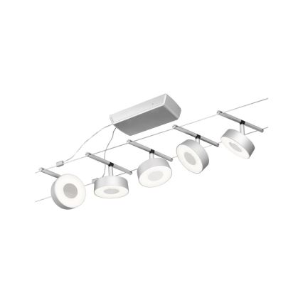 Paulmann 94475 - SETTI 5xLED/5W Täydellinen vaijerijärjestelmä CIRCLE 230V mattakromi