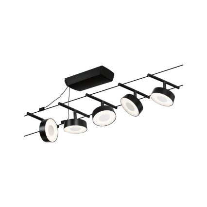 Paulmann 94479 - SETTI 5xLED/5W Täydellinen vaijerisysteemi CIRCLE 230V musta