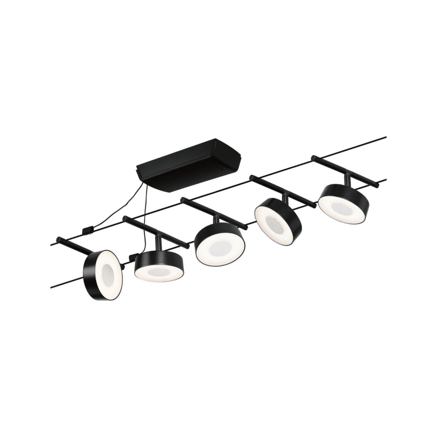 Paulmann 94479 - SETTI 5xLED/5W Täydellinen vaijerisysteemi CIRCLE 230V musta