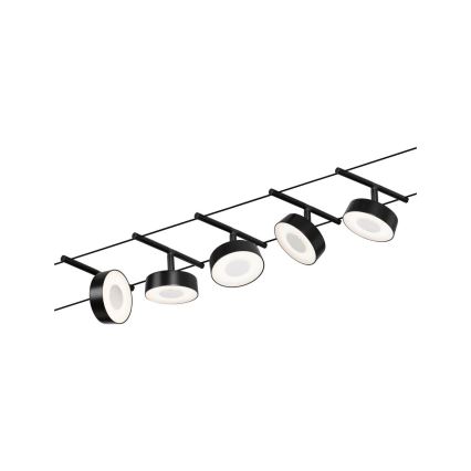 Paulmann 94479 - SETTI 5xLED/5W Täydellinen vaijerisysteemi CIRCLE 230V musta