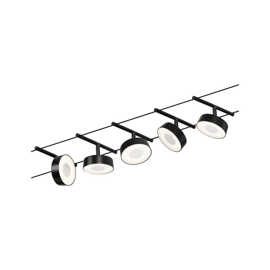 Paulmann 94479 - SETTI 5xLED/5W Täydellinen vaijerisysteemi CIRCLE 230V musta