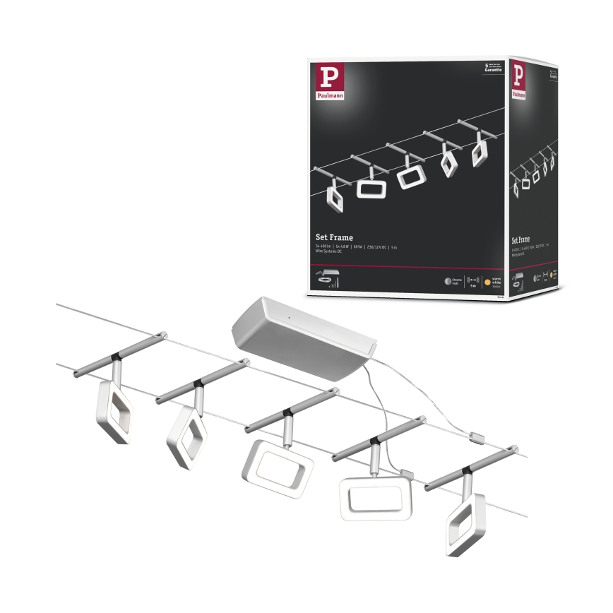 Paulmann 94481 - SETTI 5xLED/4,8W Täydellinen vaijerisysteemi FRAME 230V mattakromi