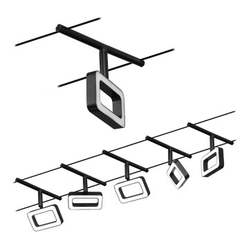 Paulmann 94485 - SETTI 5xLED/4,8W Täydellinen vaijerisysteemi FRAME 230V musta