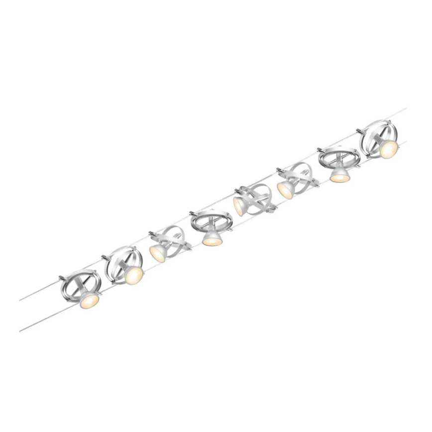 Paulmann 94490 - SARJA 8xGU5,3/7,5W Kohdevalaisin lankajärjestelmään CARDAN 230V mattakromi