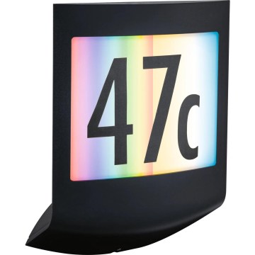 Paulmann 94513 - RGBW LED/8,2W IP44 Himennettävä talonnumero liike- ja hämärätunnistimella PADEA 230V antrasiitti