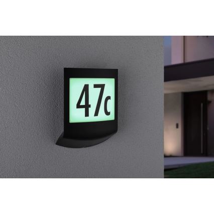 Paulmann 94513 - RGBW LED/8,2W IP44 Himmennettävä talonumerovalaisin hämäräkytkimellä PADEA 230V antrasiitti