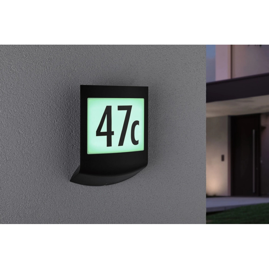 Paulmann 94513 - RGBW LED/8,2W IP44 Himmennettävä talonumerovalaisin hämäräkytkimellä PADEA 230V antrasiitti
