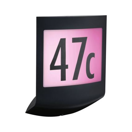 Paulmann 94513 - RGBW LED/8,2W IP44 Himmennettävä talonumerovalaisin hämäräkytkimellä PADEA 230V antrasiitti