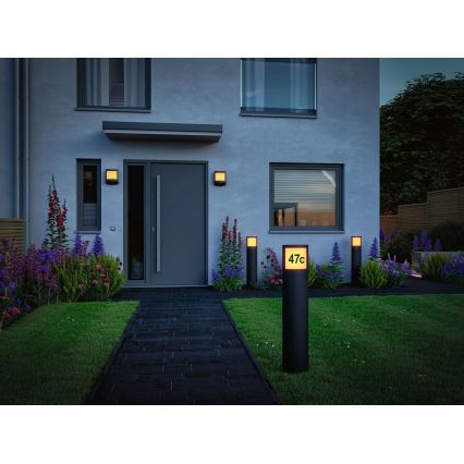 Paulmann 94514 - LED/8,5W IP44 Himmennettävä talonumerokilpi liiketunnistimella ja hämäräkytkimellä PADEA 230V antrasiitti