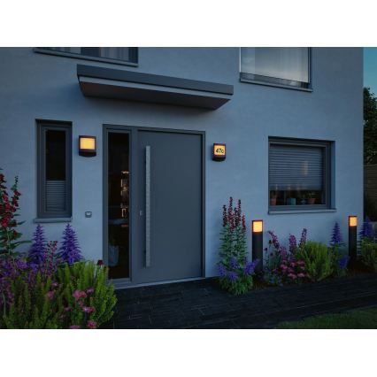 Paulmann 94515 - LED/8,5W IP44 Himmennettävä talonumerovalaisin liike- ja hämärätunnistimella PADEA 230V antrasiitti