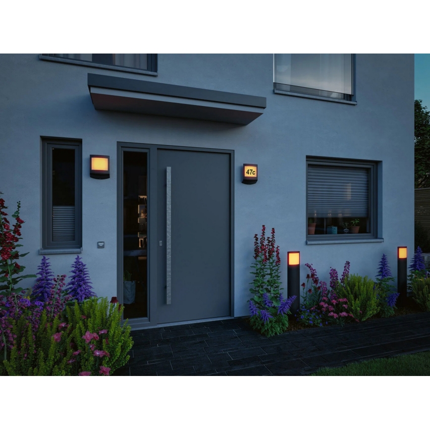 Paulmann 94515 - LED/8,5W IP44 Himmennettävä talonumerovalaisin liike- ja hämärätunnistimella PADEA 230V antrasiitti