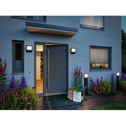 Paulmann 94515 - LED/8,5W IP44 Himennettävä ulkovalaisin liiketunnistimella ja hämäräkytkimellä PADEA 230V antrasiitti