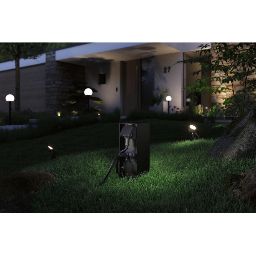 Paulmann 94700 - Ulkokäyttöön tarkoitettu pistorasiasylinteri RIO 2Z SCHUKO 230V IP44