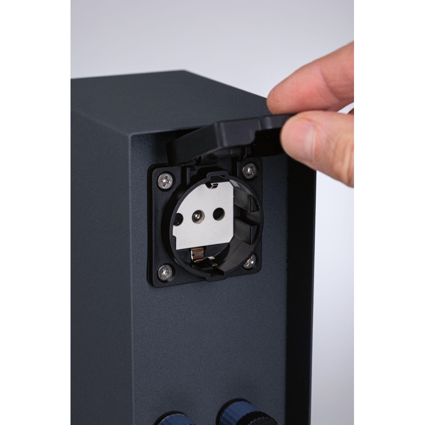 Paulmann 94700 - Ulkokäyttöön tarkoitettu pistorasiasylinteri RIO 2Z SCHUKO 230V IP44