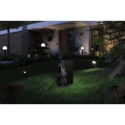 Paulmann 94701 -Ulkopistorasiapylväs hämäräsensori RIO 2Z SCHUKO 230V IP44