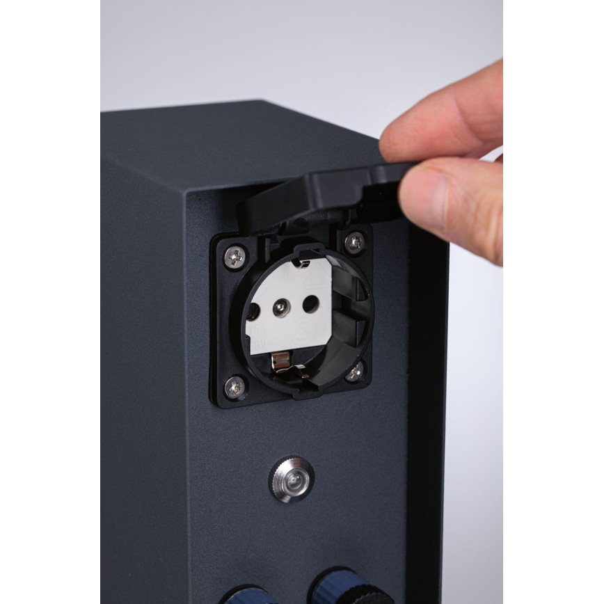 Paulmann 94701 -Ulkopistorasiapylväs hämäräsensori RIO 2Z SCHUKO 230V IP44