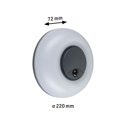 Paulmann 94956 - LED/20,5W IP65 Himmennettävä ulkoseinävalaisin liike- ja hämärätunnistimella AUREVA 230V 2200/3000/4000K antrasiitti