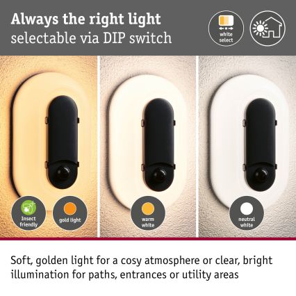 Paulmann 94958 - LED/18,5W IP65 Himmennettävä ulkoseinävalaisin liiketunnistimella ja hämäräkytkimellä ELUNOR 230V 2200/3000/4000K antrasiitti