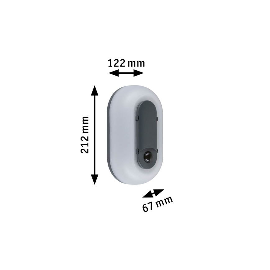 Paulmann 94958 - LED/18,5W IP65 Himmennettävä ulkoseinävalaisin liiketunnistimella ja hämäräkytkimellä ELUNOR 230V 2200/3000/4000K antrasiitti