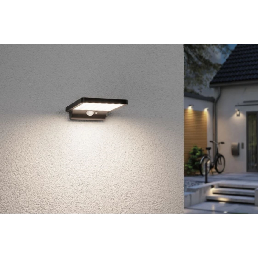 Paulmann 95393 - LED/4W IP44 himmennettävä aurinkokennoseinävalaisin anturilla SOLVEIG 3,7V 2000 mAh