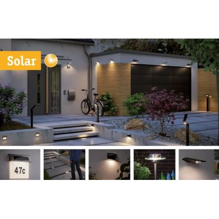 Paulmann 95393 - LED/4W IP44 himmennettävä aurinkokennoseinävalaisin anturilla SOLVEIG 3,7V 2000 mAh