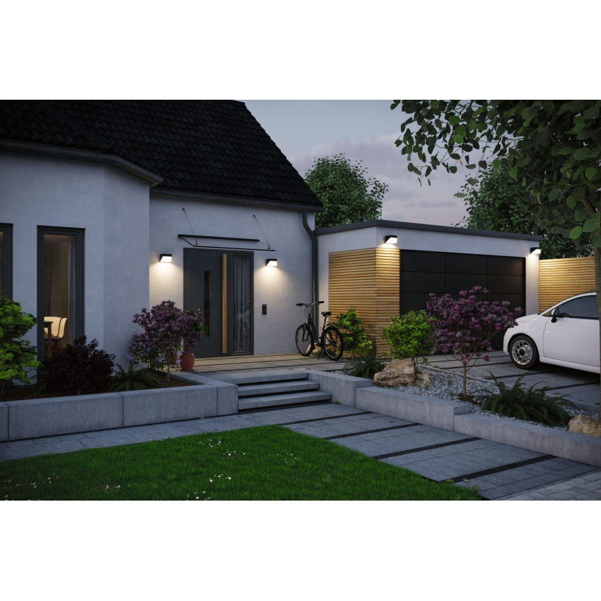 Paulmann 95746 - LED/2,3W IP44 aurinkokäyttöinen seinävalaisin anturilla EILEEN 3,7/230V 4000 mAh musta