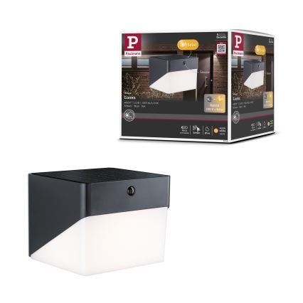 Paulmann 95746 - LED/2,3W IP44 aurinkokäyttöinen seinävalaisin anturilla EILEEN 3,7/230V 4000 mAh musta