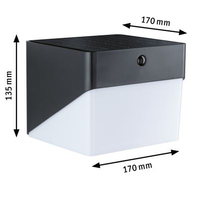 Paulmann 95746 - LED/2,3W IP44 aurinkokäyttöinen seinävalaisin anturilla EILEEN 3,7/230V 4000 mAh musta