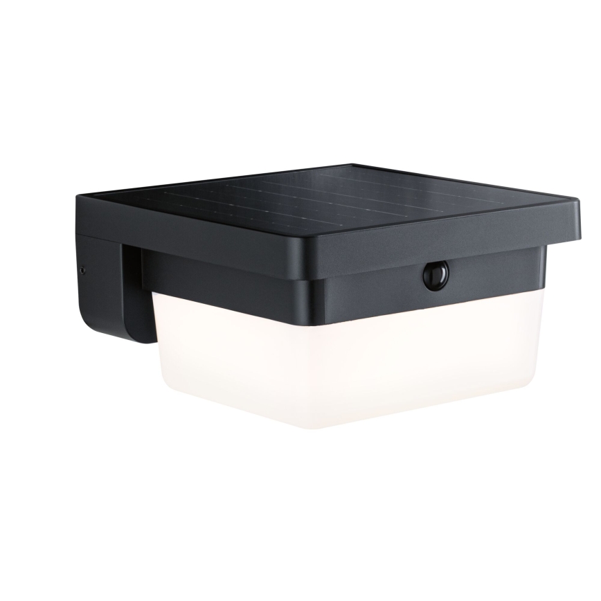 Paulmann 95748 - LED/2,3W IP44 aurinkokäyttöinen seinävalaisin anturilla ISLEEN 3,7/230V 4000 mAh musta