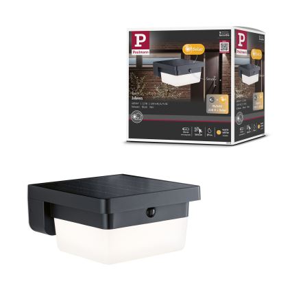 Paulmann 95748 - LED/2,3W IP44 aurinkokäyttöinen seinävalaisin anturilla ISLEEN 3,7/230V 4000 mAh musta