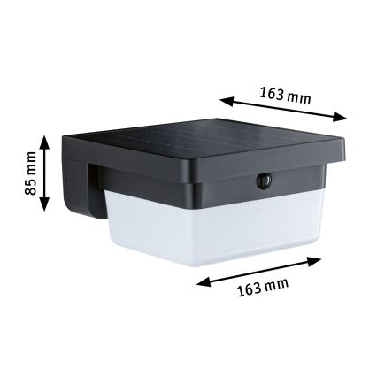 Paulmann 95748 - LED/2,3W IP44 aurinkokäyttöinen seinävalaisin anturilla ISLEEN 3,7/230V 4000 mAh musta