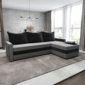 Pehmustettu monikäyttöinen L-muotoinen avattava kulmasohva BRISTOL, harmaa/musta