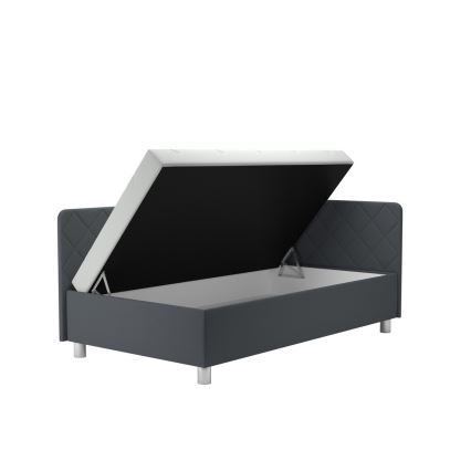 Pehmustettu päiväsänky säilytystilalla ja patjalla EMILE 110x200 cm harmaa