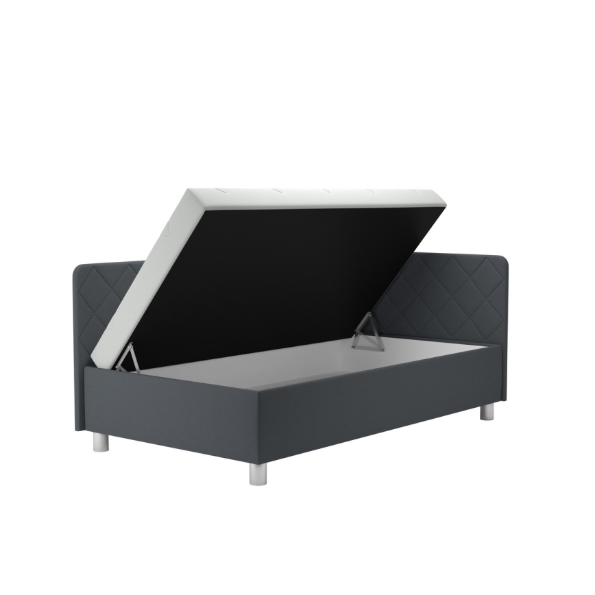 Pehmustettu päiväsänky säilytystilalla ja patjalla EMILE 110x200 cm harmaa