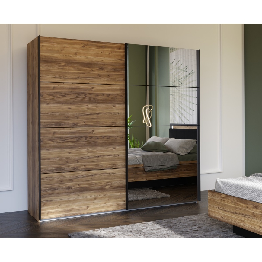 Peilillinen OREN-vaatekaappi 220x210 cm artisan-tammi