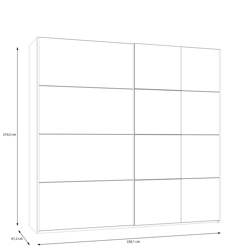 Peilillinen vaatekaappi ODEN 220x210 cm beige