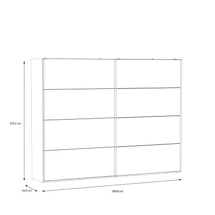 Peilillinen vaatekaappi OREN 270x210 cm artisan-tammi