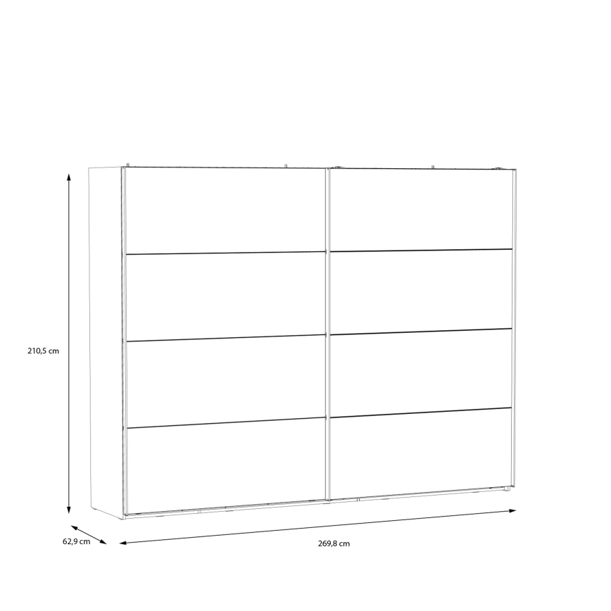 Peilillinen vaatekaappi OREN 270x210 cm artisan-tammi