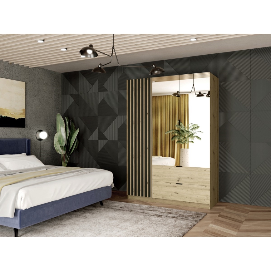 Peilillinen VISTA-vaatekaappi 150x215 cm artisan-tammi/grafiitti