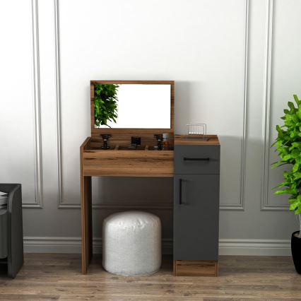 Peilipöytä INCI 108,8x77 cm saksanpähkinä/musta