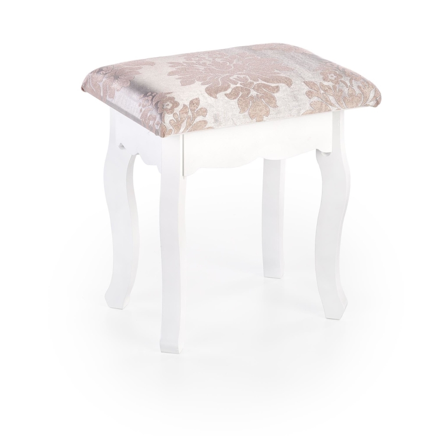 Peilipöytä SARA 80x130 cm + stool 45x37 cm valkoinen